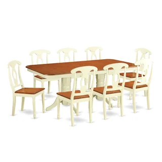 NAKE9-WHI Cream/Cherry Rubberwood 9-piece Napoleon Dining Set Including Table with a Leaf and 8-dining Room Chairs