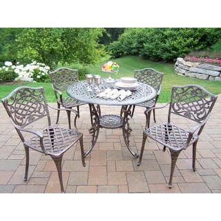 Dakota Cast Aluminum 5-piece Dining Set, with 42-inch Table, and 4 Arm Chairs