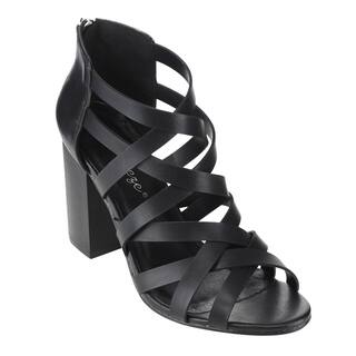 Reneeze AC47 Women's Black Faux Leather Gladiator Back Zipper Sandals
