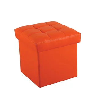 Kori 96408 Orange Faux Leather 14-inch x 14-inch x 13-inch Youth Ottoman with Storage