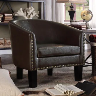 Moser Bay Furniture Isabela Faux Leather/Polyester/Wood Barrel Club Chair