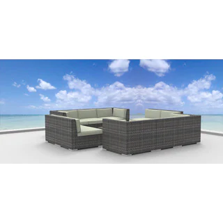 Urban Furnishing Bermuda Multicolored Wicker/Polyester/Aluminum Patio Sofa Sectional (11-piece Set)