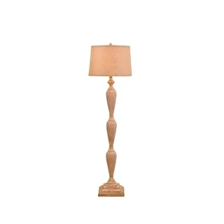 Catalina Terra 19928-001 3-Way 63.5-Inch Distressed Wood Inspired Floor Lamp w Light Burlap Modified Drum Shade, Bulb Included