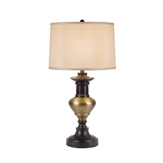 Catalina Lyle 19956-000 3-Way 28-Inch Dark Bronze and Antique Brass Metal Table Lamp with Modified Drum Shade, Bulb Included