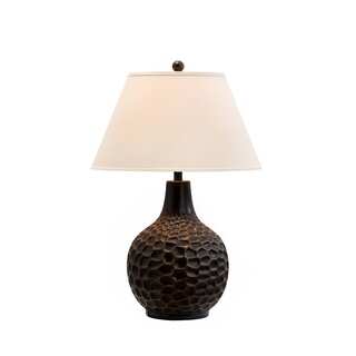 Catalina Tristen 19963-001 3-Way 30-inch Textured Oil Rubbed Bronze Table Lamp with White Linen Empire Shade, Bulb Included