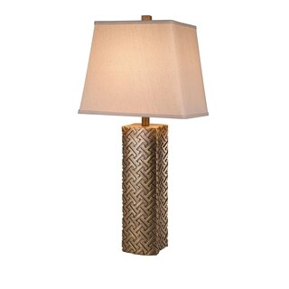 Catalina Robin 19964-001 3-Way 30-inch Embossed Antique Gold Table Lamp with Cream Textured Linen Shade, Bulb Included