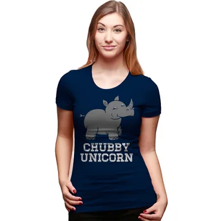 Women's Navy Blue "Chubby Unicorn" Rhino Novelty T-shirt