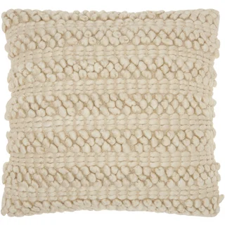 Mina Victory Lifestyle Woven Stripes Beige Throw Pillow by Nourison (20 x 20-inch)