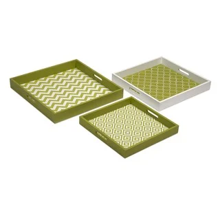 Essentials Graphic Green Apple Trays (Set of 3)