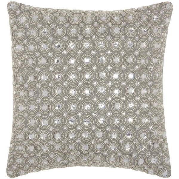 kathy ireland Marble Beads Silver Throw Pillow by Nourison (12-Inch X 12-Inch)