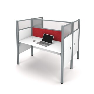 Bestar Pro-Biz Double face to face workstation in White with TackBoards and Acrylic Glass Privacy Panels