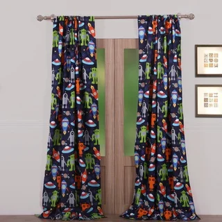 Greenland Home Fashions Robots in Space Window Curtain Panel Pair