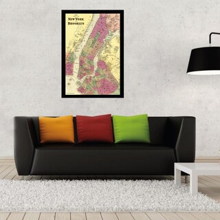 New York and Brooklyn Map Print Poster