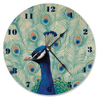Blue Peacock II Wood Vanity Clock