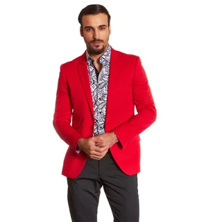 Suslo Couture Men's Etan Red Acetate Sport Coat Blazer