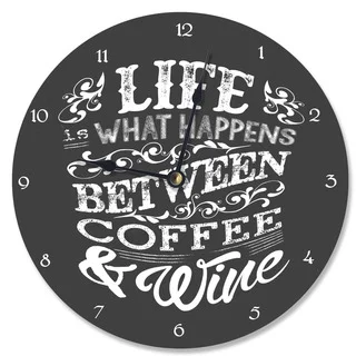 Stupell Life, 'Between Coffee and Wine' Chalk Vanity Clock