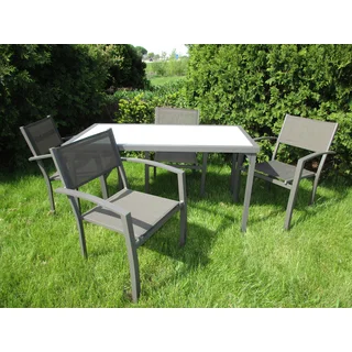 Lagos Grey Aluminum/Glass 5-piece Weather Resistant Dining Set Including Table and 4 chairs