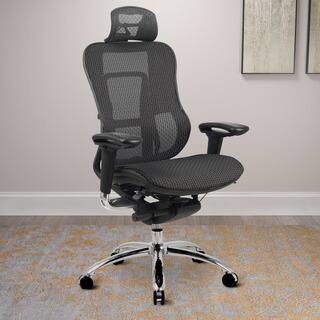 CorLiving Black Aluminum, Mesh, Metal, Nylon Deluxe Contoured Office Chair