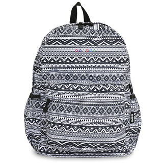 J World OZ Black-and-white Tribal-pattern Polyester Campus Backpack