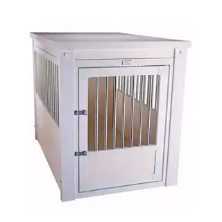 EcoFlex White Dog Crate/ End Table with Stainless Steel Spindles
