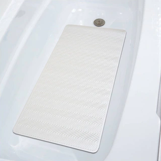 Extra Large Non-Slip Natural Rubber 'Breeze' 39-inch x 19.25-inch Beige or White Bath Mat