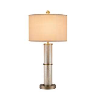 Catalina Concord 19940-000 3-Way 31-Inch Mercury Glass Cylinder Table Lamp w Antique Pewter, White Linen Drum, Bulb Included
