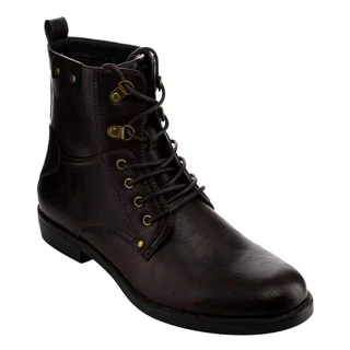 Arider Men's Black Faux Leather Combat Boots