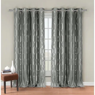 Duck River Arcadiana Grey Faux Silk Grommet Curtain Panel Pair