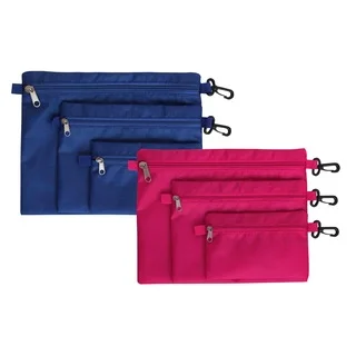 Home Basics Blue, Pink Nylon Waterproof 3-piece Toiletries Bag