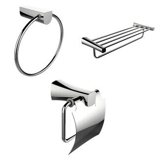 Chrome Towel Ring, Multi-Rod Towel Rack And Toilet Paper Holder Accessory Set