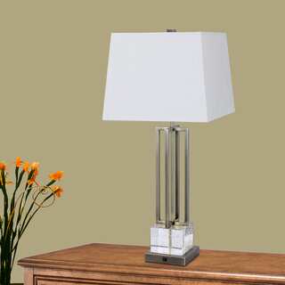 30-inch Crystal & Antique Brass Metal Table Lamp with LED Night Light