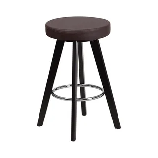 Offex Trenton Series Vinyl Upholstery 24-inch Counter-height Stool with Cappuccino Wood Frame