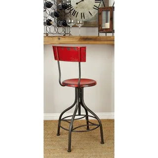 Old Look Fire Engine Red Bar Chair With Adjustable Seat