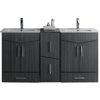 60-in. W x 17-in. D Modern Wall Mount Plywood-Melamine Vanity Base Set Only In Dawn Grey