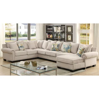 Furniture of America Casana Transitional 2-piece Ivory Upholstered Sectional Set