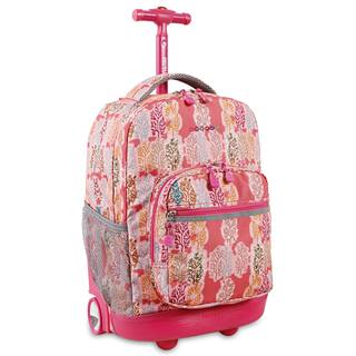 J World Sunrise Pink Forest 18-inch Rolling Backpack