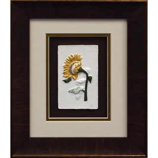 Cast Paper 'Sunflower II' 11x13 Indoor/ Outdoor Framed Art
