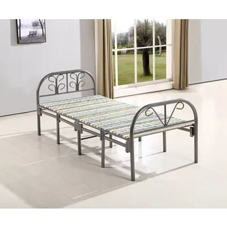 B8077 Grey Metal Frame and Wood 35.4-inch x 33-inch x 75-inch Butterfly Folding Guest Bed