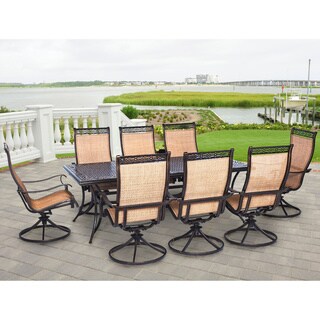 Hanover Outdoor MANDN9PCSW-8 Manor 9-piece Outdoor Dining Set with Eight Swivel Rockers