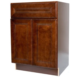 Everyday Cabinets Cherry Mahogany 27-inch Leo Saddle Bathroom Vanity Cabinet