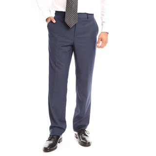 Verno Men's Navy Polyester and Viscose Classic Fit Flat-front Dress Pant