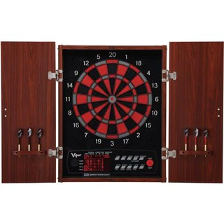 Viper Neptune 15.5-inch Regulation Electronic Soft-tip Dartboard with Wood Cabinet Set