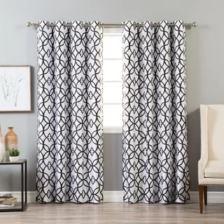 Aurora Home Faux Silk Reverse Geometric Trellis Blackout Curtain Panel