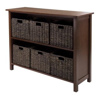 Granville 94391-WW Wood Storage Shelf with 6 Foldable Baskets