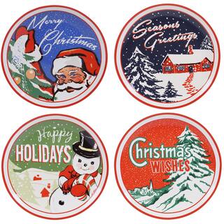 Certified International Retro Christmas 11-inch Dinner Plates With Assorted Designs (Pack of Four)