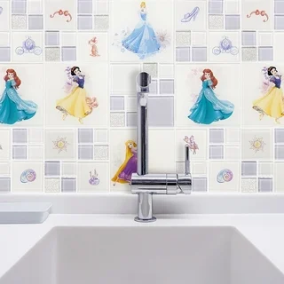 Disney 11.75x11.75-inch Princesses Ice White Glass Mosaic Wall Tile