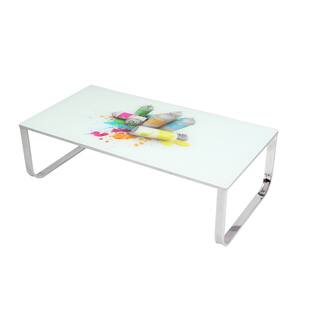 Best Master Furniture Artistic Painted Glass Coffee Table