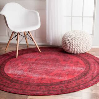 nuLOOM Vintage Inspired Fancy Overdyed Red Round Rug (5'5 Round)