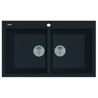 ALFI Black 34-inch Drop-in Double Bowl Granite Composite Kitchen Sink