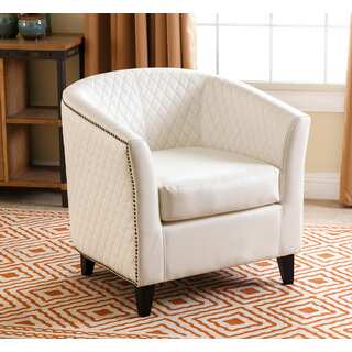 ABBYSON LIVING Charles White Tufted Quilted Leather Armchair